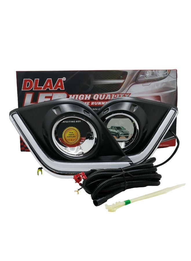 DLAA Pack of 2 Front Black Cover High Power TY817L2L Daytime Running Only with LED & Chrome Rim and Wires Suitable for Hilux Vigo 2015 | 1 Year International Warranty - Image 4